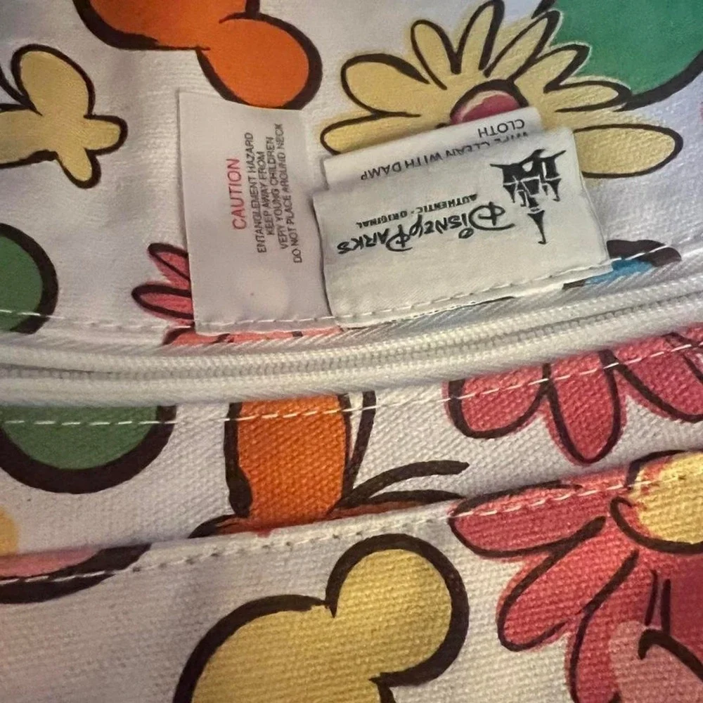 Disney Parks Mickey Flower Power Retro Coated Canvas Carry All Crossbody